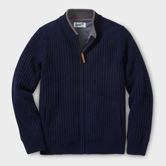 Duluth Shetland wool windproof zip cardigan sweater fishermen knit preppy office - Picture 1 of 6